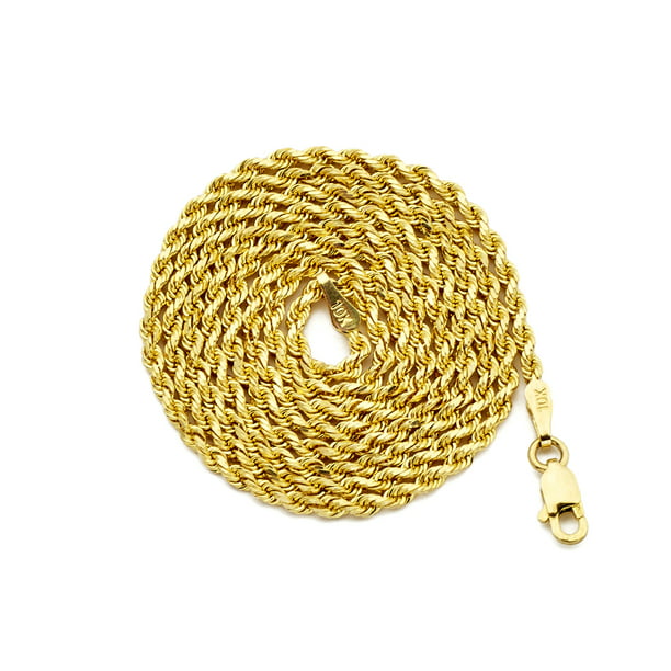with Secure Lobster Lock Clasp Jewel Tie 14k Yellow Gold 1.8mm Rope Chain 